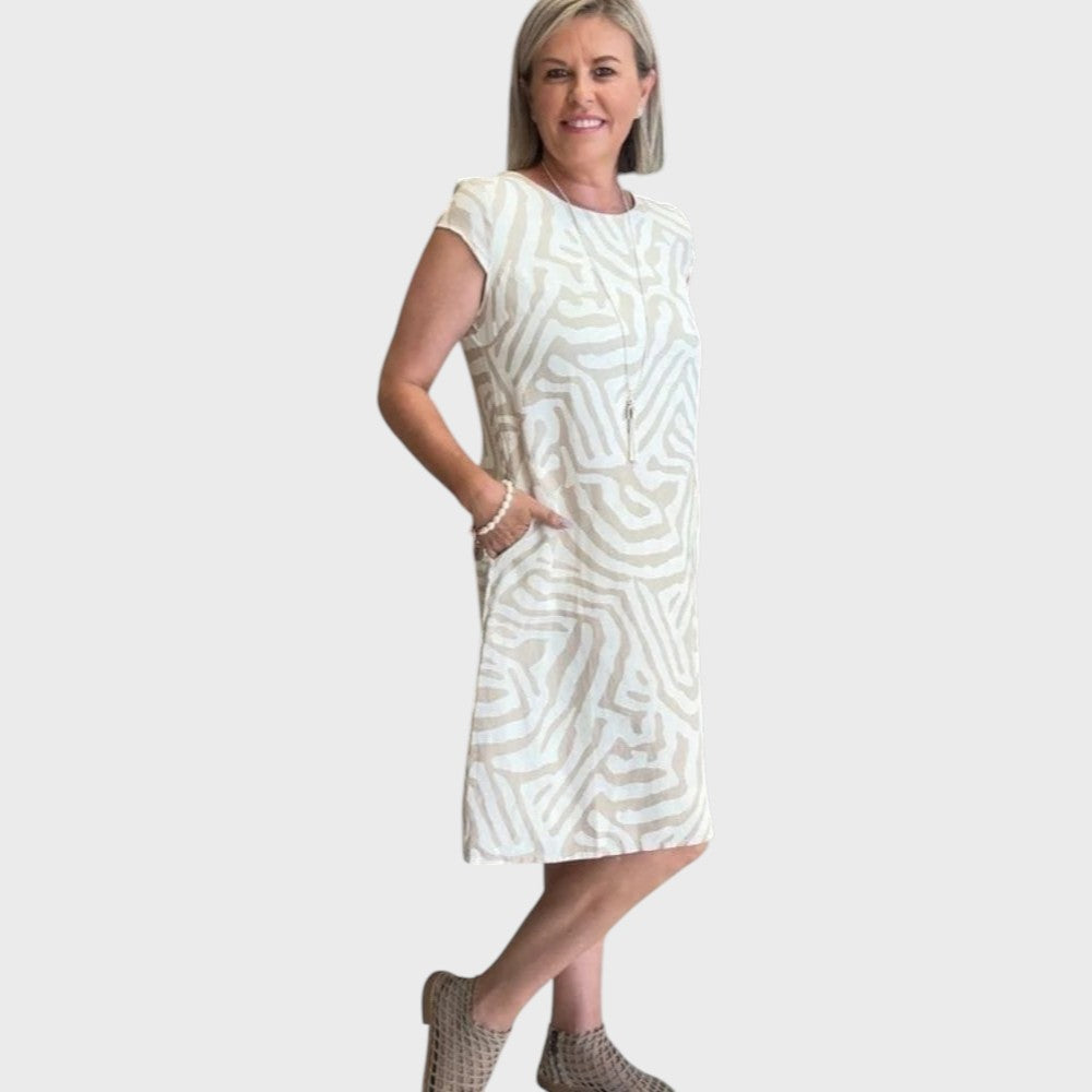 Γκισέλ | Καλοκαιρινό Φόρεμα με Στρογγυλή Λαιμόκοψη και Όμορφο Σχέδιο